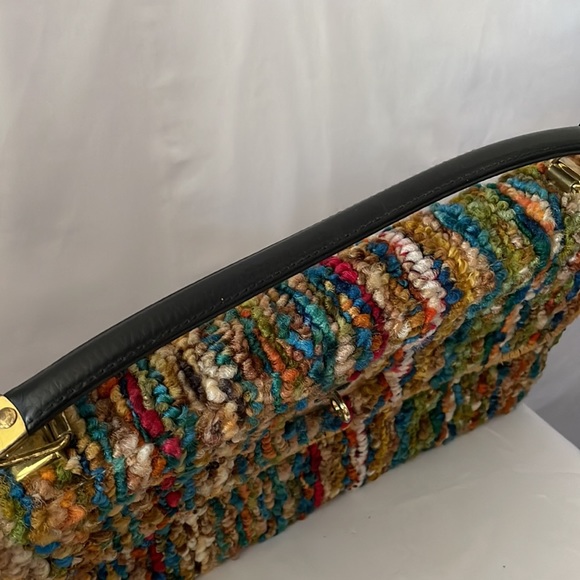 Jerry Terrence vintage carpet bag the original gold hardware brown strap multi - Picture 3 of 15